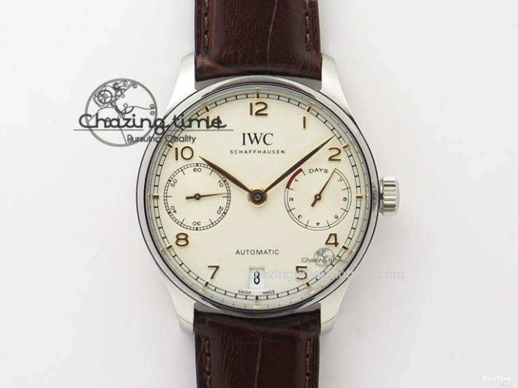 MIROTIME 0204 Unisex Portuguese Real PR RG IW500702 ZF 1:1 Best Edition On Brown Leather Strap A52010 V 7303